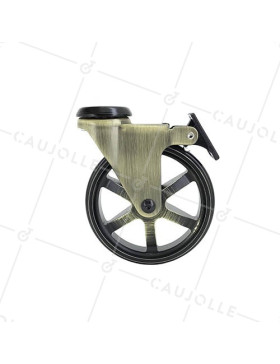 Castor RETRO DESIGN WITH GOLD ALUMINUM BRAKE DIAMETER 100 MM LOAD 55KG - GOLDSTYL100OAF