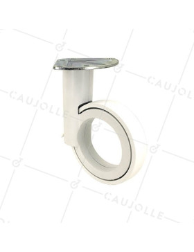 WHITE FUTURISTIC WHITE CASTOR WITH FIXING PLATE 110 MM DIAMETER 45 KG MAX LOAD - GRAVITY110PW • Caujolle