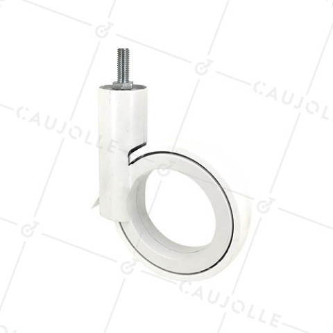 ROULETTE FUTURISTE BLANCHE À TIGE FILETÉE DE 10 MM DIAMÈTRE 110 MM CHARGE 45KG - GRAVITY 110TFB • Caujolle
