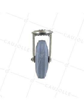 STAINLESS STEEL AND RUBBER CASTER WITH CENTRAL HOLE 125 MM