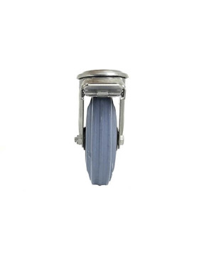 STAINLESS STEEL AND RUBBER BRAKED CASTER WITH CENTRAL HOLE 125 MM