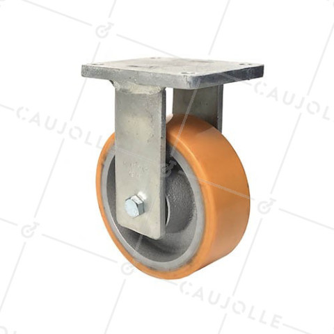 FIXED CASTOR IN CAST IRON AND POLYURETHANE 200 MM DIAMETER 1,400 KG MAX LOAD - STEC 200F • Caujolle