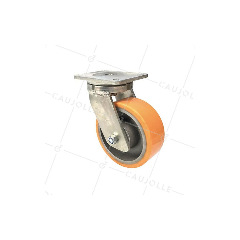 PIVOTING CAST IRON POLYURETHANE CASTER MAX LOAD 1400 KG DIAMETER 200 MM - STEC 200PIV