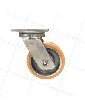 ROULETTE PIVOTANTE EN FONTE POLYURÉTHANE DIAMÈTRE 200 MM CHARGE 1400 KG - STEC 200PIV