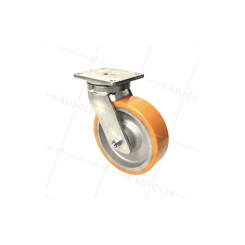 ROULETTE PIVOTANTE EN FONTE POLYURÉTHANE DIAMÈTRE 250 MM CHARGE 1800 KG - STEC 250PIV