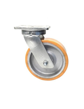 CAST IRON POLYURETHANE SWIVEL CASTER LOAD 1800 KG DIAMETER 250 MM - STEC 250PIV