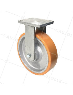 CAST IRON POLYURETHANE FIXED CASTOR 300 MM DIAMETER 2,000 KG MAX LOAD - STEC 300FIXE • Caujolle