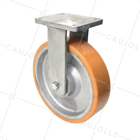 CAST IRON POLYURETHANE FIXED CASTOR 300 MM DIAMETER 2,000 KG MAX LOAD - STEC 300FIXE • Caujolle