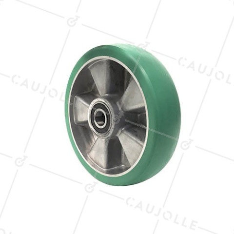 ROUE INDUSTRIELLE EN ELASTHANE SOUPLE DIAMÈTRE 200 MM CHARGE 700KG AXE 20 MM - S2016 200 • Caujolle