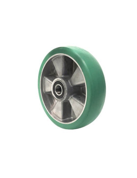 Roue industrielle en polyuréthane élastique vert de diamètre 200mm