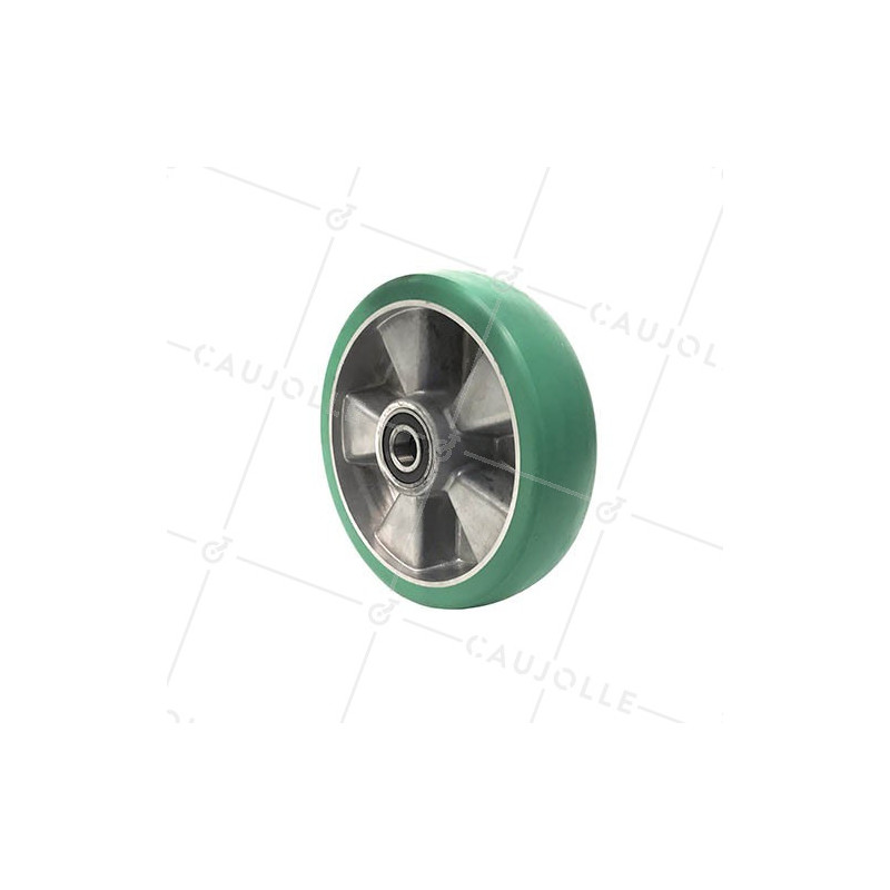 Roue industrielle en polyuréthane élastique vert de diamètre 200mm