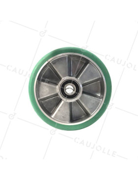 Roue industrielle en polyuréthane élastique vert de diamètre 200mm