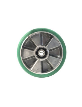 Roue industrielle en polyuréthane élastique vert de diamètre 200mm