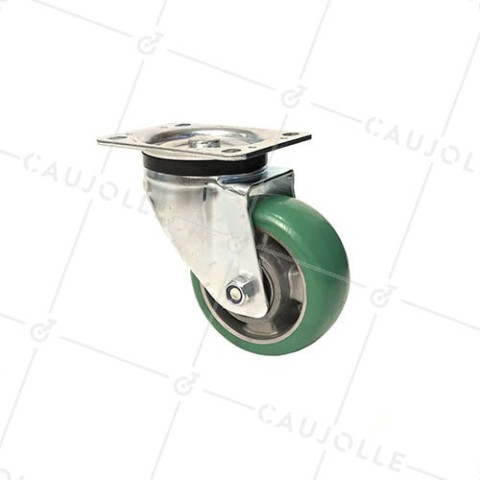 ULTRA SUPPLE PREMIUM POLYURETHANE SWIVEL CASTOR 125 MM DIAMETER 400 KG MAX LOAD - S76V125P • Caujolle