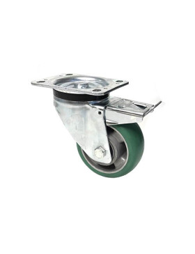 BRAKED SWIVEL CASTER EN FLEXIBLE POLYURETHANE DIAMETER 125 MM MAX LOAD 400 KG - S76V125AF