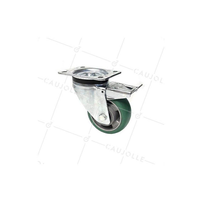 BRAKED SWIVEL CASTER EN FLEXIBLE POLYURETHANE DIAMETER 125 MM MAX LOAD 400 KG - S76V125AF
