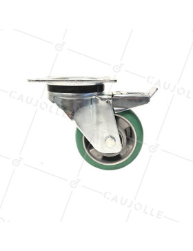 BRAKED SWIVEL CASTER EN FLEXIBLE POLYURETHANE DIAMETER 125 MM MAX LOAD 400 KG - S76V125AF
