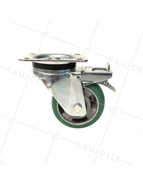 BRAKED SWIVEL CASTER EN FLEXIBLE POLYURETHANE DIAMETER 125 MM MAX LOAD 400 KG - S76V125AF