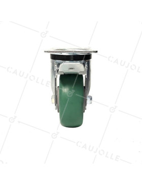 BRAKED SWIVEL CASTER EN FLEXIBLE POLYURETHANE DIAMETER 125 MM MAX LOAD 400 KG - S76V125AF