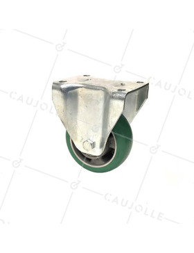FIXED CASTOR IN PREMIUM ULTRA-SUPPLE POLYURETHANE 125 MM DIAMETER 400 KG MAX LOAD - S77V125 • Caujolle