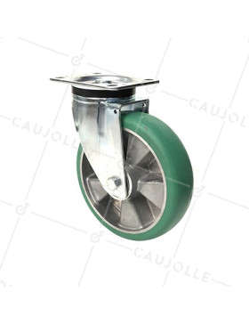 ROULETTE PIVOTANTE EN POLYURÉTHANE SUPER ÉLASTIQUE PREMIUM DIAMÈTRE 200MM CHARGE 500KG - S76V 200 • Caujolle