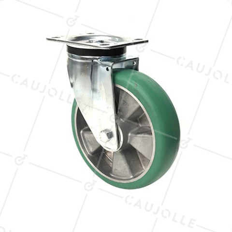 ROULETTE PIVOTANTE EN POLYURÉTHANE SUPER ÉLASTIQUE PREMIUM DIAMÈTRE 200MM CHARGE 500KG - S76V 200 • Caujolle