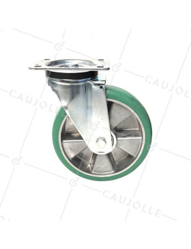SWIVEL CASTER IN SUPPLE POLYURETHANE DIAMETER 200 MM MAX LOAD 500 KG - S76V200P