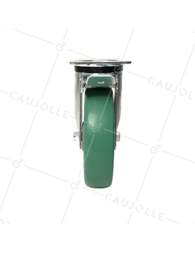 BRAKED SWIVEL CASTOR IN SUPPLE POLYURETHANE DIAMETER 200 MM MAX LOAD 500 KG - S76V200PAF