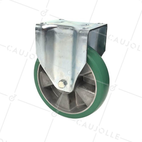FIXED CASTOR IN PREMIUM ULTRA-SUPPLE POLYURETHANE 200 MM DIAMETER 500 KG MAX LOAD - S77V200 • Caujolle