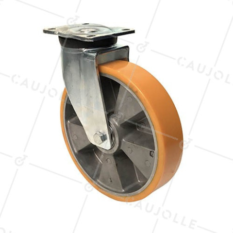 Reinforced polyurethane swivel castor with aluminium rim 250 mm diameter 1,000 kg max load - S78AR 250 • Caujolle