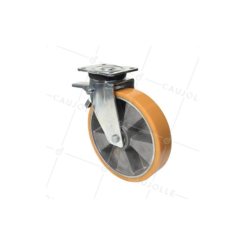 ROULETTE À FREIN POLYURÉTHANE RENFORCÉE JANTE ALUMINIUM DIAMÈTRE 250 MM CHARGE 1000KG - S78AR 250AF