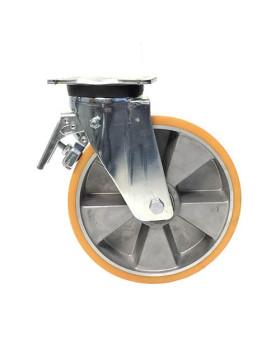 ROULETTE À FREIN POLYURÉTHANE RENFORCÉE JANTE ALUMINIUM DIAMÈTRE 250 MM CHARGE 1000KG - S78AR 250AF