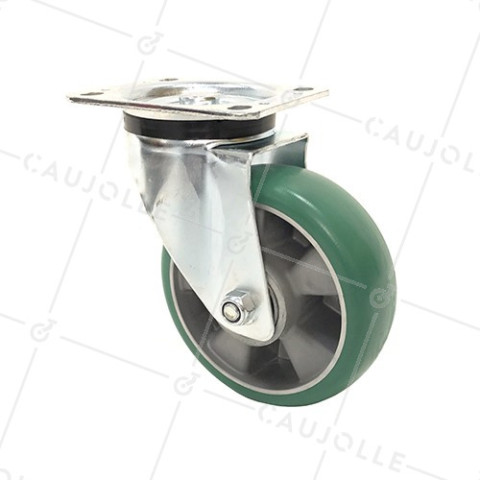 ROULETTE PIVOTANTE EN POLYURÉTHANE SUPER ÉLASTIQUE PREMIUM DIAMÈTRE 160 MM CHARGE 500KG - S76V160P • Caujolle