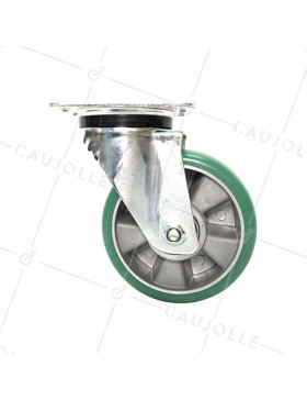 ROULETTE PIVOTANTE EN POLYURÉTHANE SUPER ÉLASTIQUE PREMIUM DIAMÈTRE 160 MM CHARGE 500KG - S76V160P