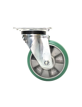 ROULETTE PIVOTANTE EN POLYURÉTHANE SOUPLE JANTE ALUMINIUM DIAMÈTRE 125 MM