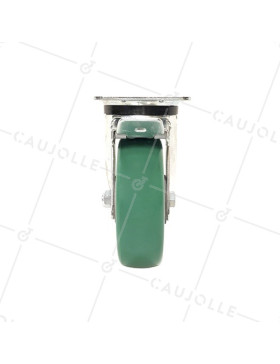 ROULETTE PIVOTANTE EN POLYURÉTHANE SOUPLE JANTE ALUMINIUM DIAMÈTRE 125 MM