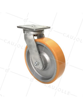 CAST IRON AND POLYURETHANE SWIVEL CASTOR DIAMETER 300 MM MAX LOAD 2000 KG - STEC300PIV • Caujolle