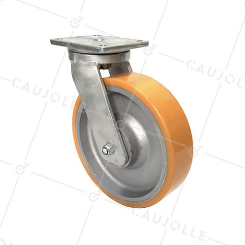 CAST IRON AND POLYURETHANE SWIVEL CASTOR DIAMETER 300 MM MAX LOAD 2000 KG - STEC300PIV • Caujolle