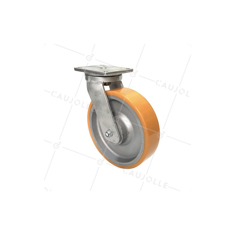ROULETTE PIVOTANTE DE MANUTENTION EN FONTE ET POLYURÉTHANE STEC DIAMÈTRE 200 MM 