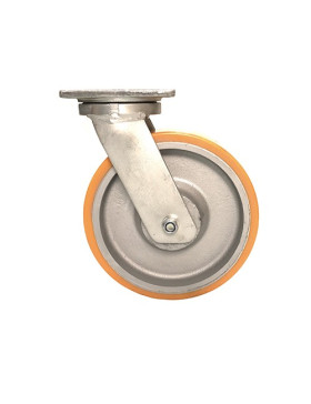 ROULETTE PIVOTANTE DE MANUTENTION EN FONTE ET POLYURÉTHANE STEC DIAMÈTRE 200 MM 