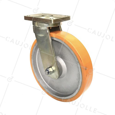 ROULETTE INDUSTRIELLE PIVOTANTE EN FONTE ET POLYURÉTHANE DIAMÈTRE 400 MM CHARGE 2500 KG - STEC400PIV • Caujolle