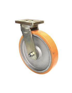 ROULETTE PIVOTANTE DE MANUTENTION EN FONTE ET POLYURÉTHANE STEC DIAMÈTRE 200 MM 