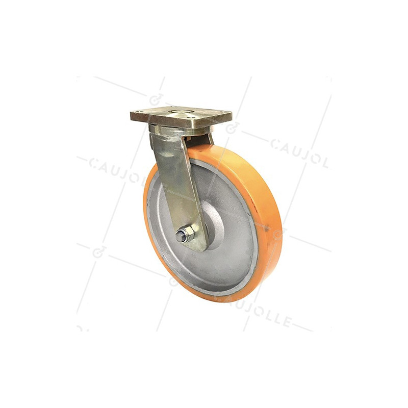 ROULETTE INDUSTRIELLE PIVOTANTE EN FONTE ET POLYURÉTHANE DIAMÈTRE 400 MM CHARGE 2500 KG - STEC400PIV