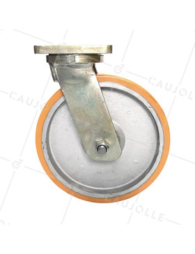 ROULETTE INDUSTRIELLE PIVOTANTE EN FONTE ET POLYURÉTHANE DIAMÈTRE 400 MM CHARGE 2500 KG - STEC400PIV