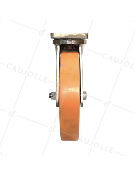 ROULETTE PIVOTANTE DE MANUTENTION EN FONTE ET POLYURÉTHANE STEC DIAMÈTRE 200 MM 