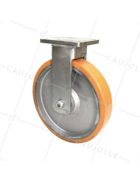 FIXED INDUSTRIAL CASTOR FOR GOODS HANDLING IN CAST IRON AND POLYURETHANE DIAMETER 400 MM MAX LOAD 2500 KG - STEC400FIXE • Caujolle