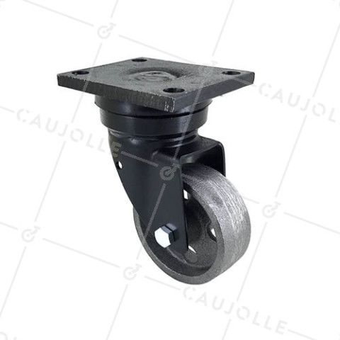 ROULETTE INDUSTRIELLE VINTAGE EN FONTE PIVOTANTE CHARGE 200KG DIAMÈTRE 80MM - INDUSTYL80P • Caujolle