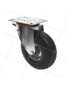 SUPPLE PUNCTURE-PROOF ALL-SURFACE CASTOR WITH BRAKE 260 MM DIAMETER 200 KG MAX LOAD - S20-1 AF TOLE INC • Caujolle