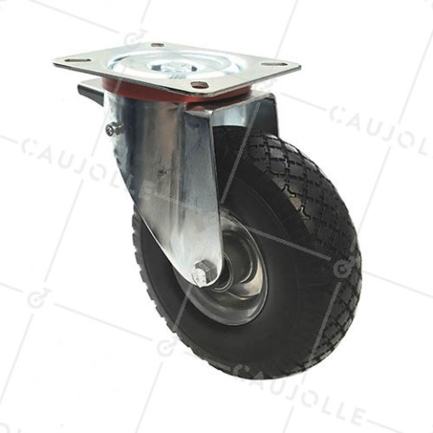 SUPPLE PUNCTURE-PROOF ALL-SURFACE CASTOR WITH BRAKE 260 MM DIAMETER 200 KG MAX LOAD - S20-1 AF TOLE INC • Caujolle