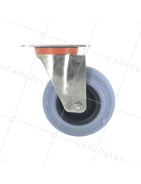 ROULETTE INOX EN CAOUTCHOUC NON TACHANT DIAMÈTRE 125 MM CHARGE 110 KG